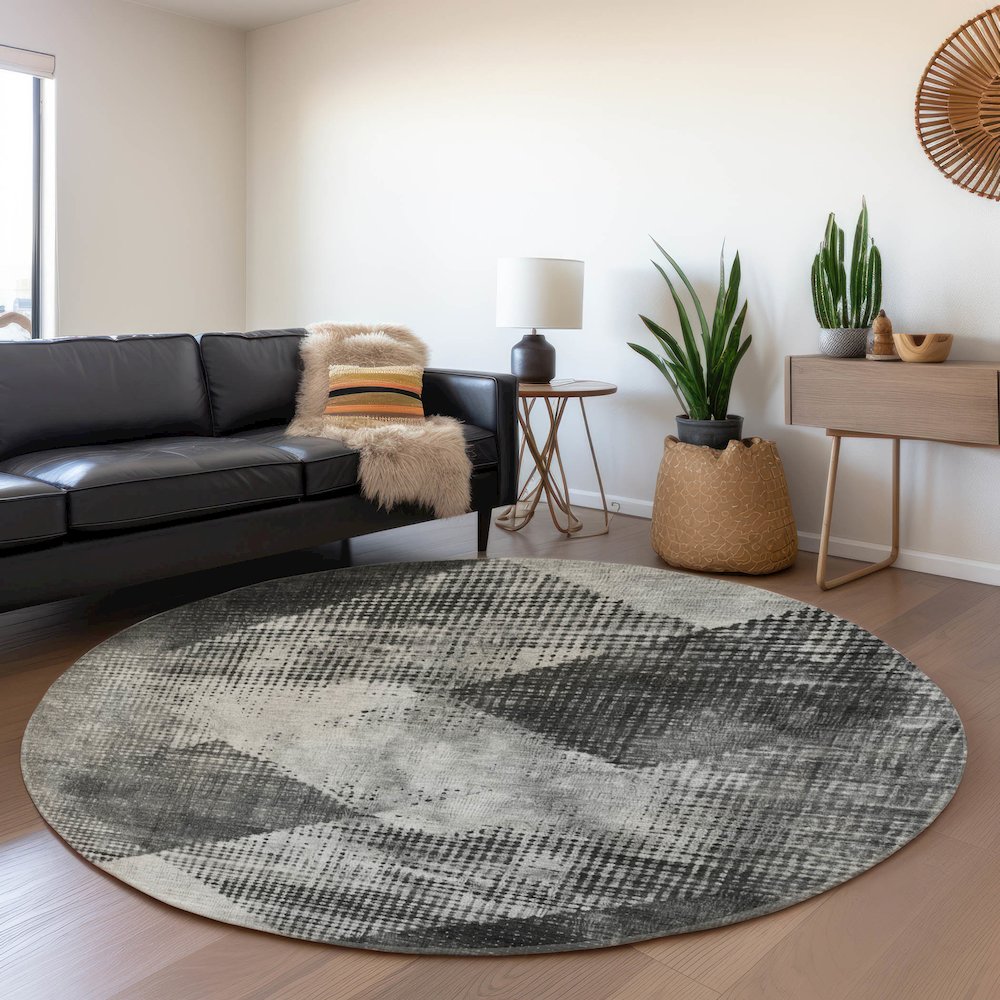Premium Machine Washable Mayfield AMF1065 Gray 8' x 8' Round Rug. Picture 5