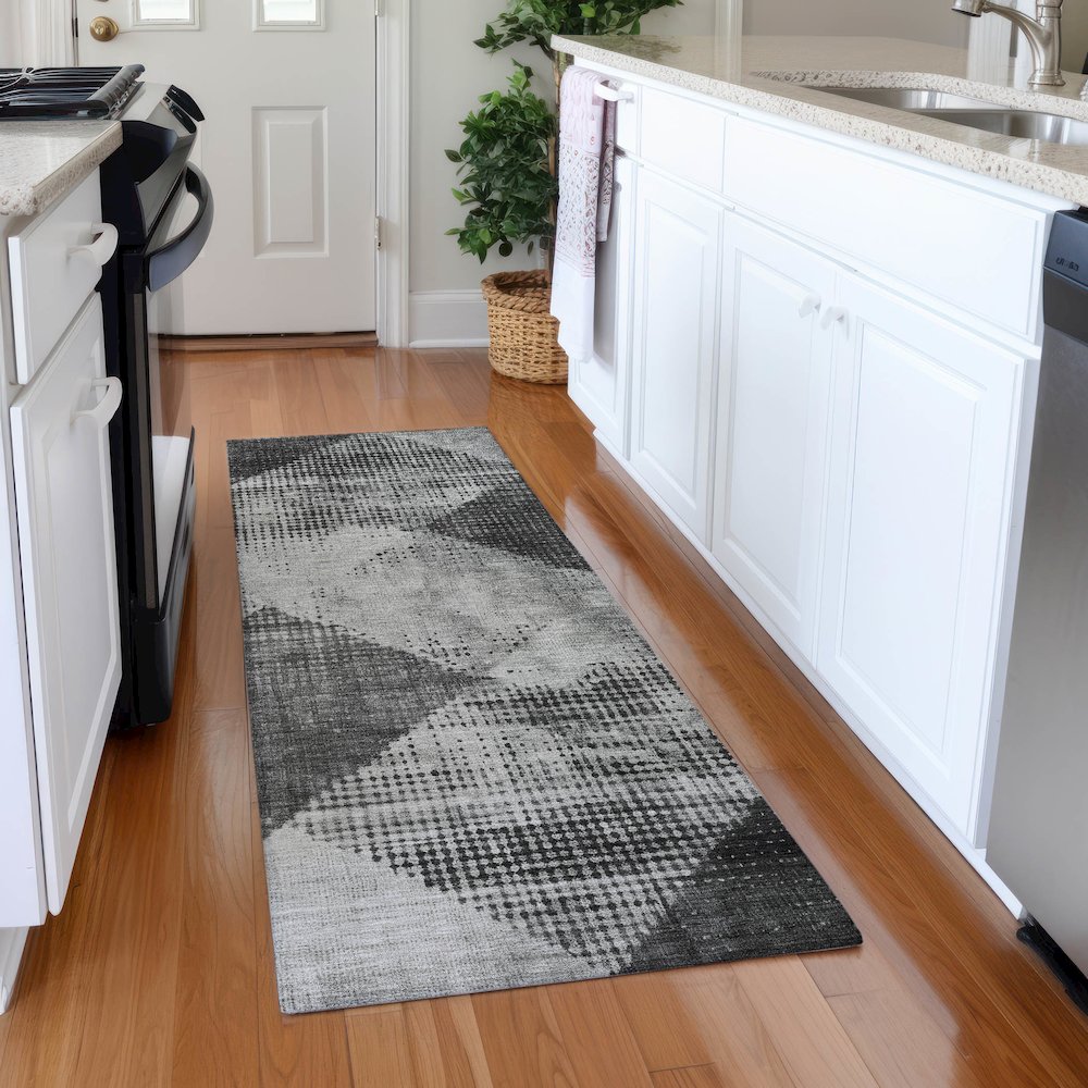 Premium Machine Washable Mayfield AMF1065 Gray 2'3" x 7'6" Runner Rug. Picture 5