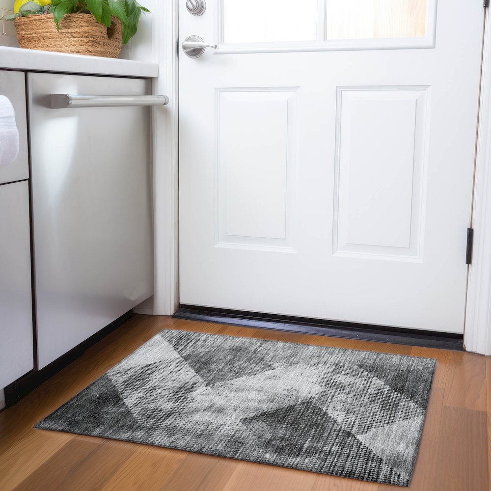 Premium Machine Washable Mayfield AMF1065 Gray 1'8" x 2'6" Rug. Picture 5
