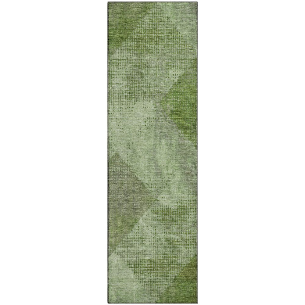 Premium Machine Washable Mayfield AMF1065 Green 2'3" x 7'6" Runner Rug. Picture 1