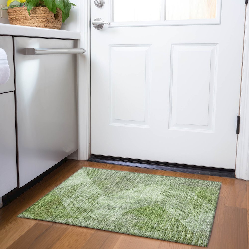 Premium Machine Washable Mayfield AMF1065 Green 1'8" x 2'6" Rug. Picture 5