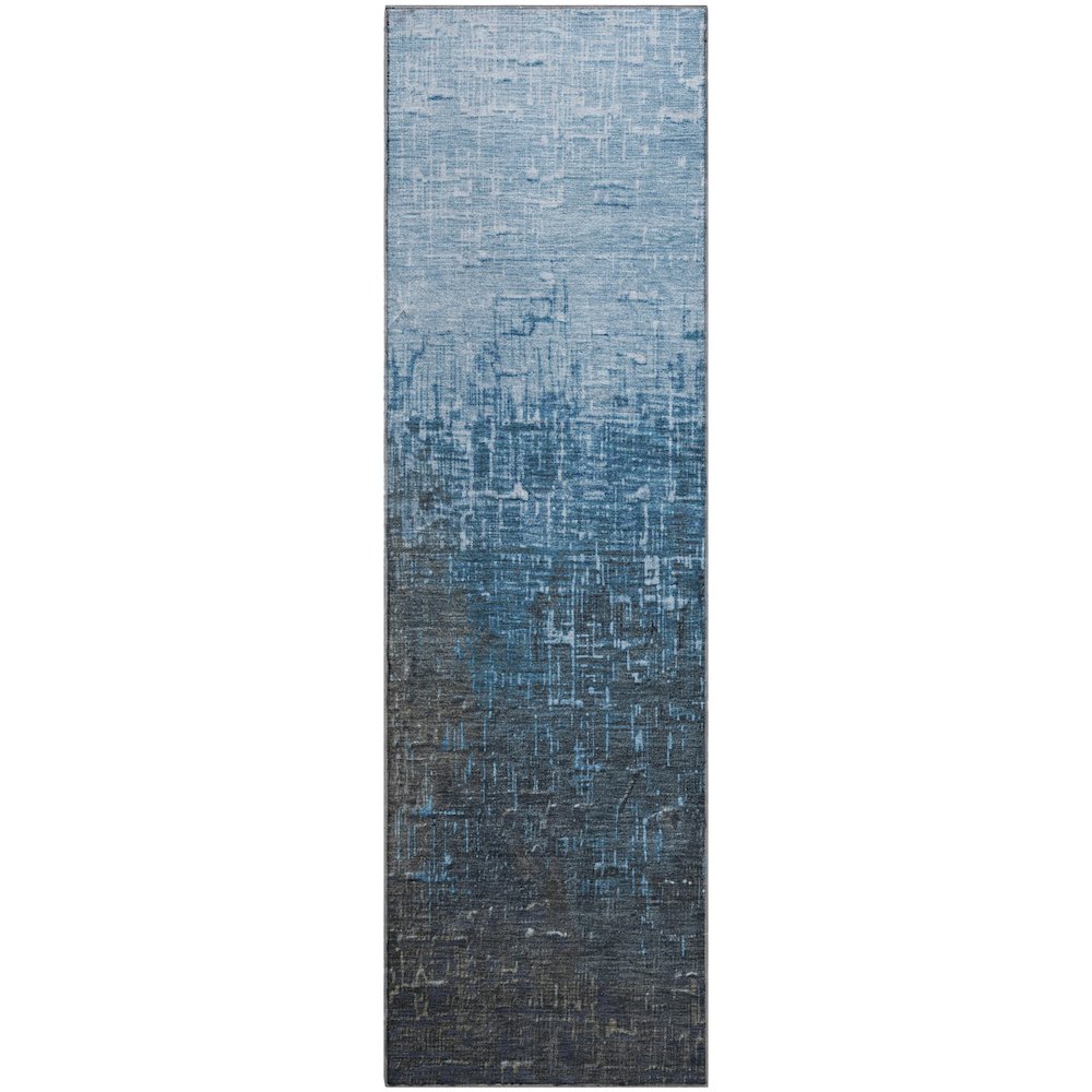Premium Machine Washable Mayfield AMF1066 Blue 2'3" x 7'6" Runner Rug. Picture 1