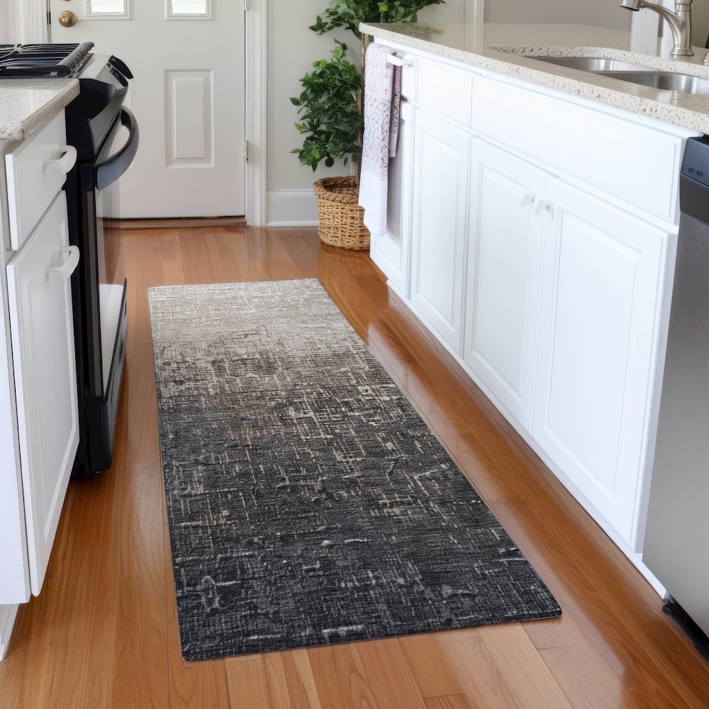 Premium Machine Washable Mayfield AMF1066 Khaki 2'3" x 7'6" Runner Rug. Picture 5