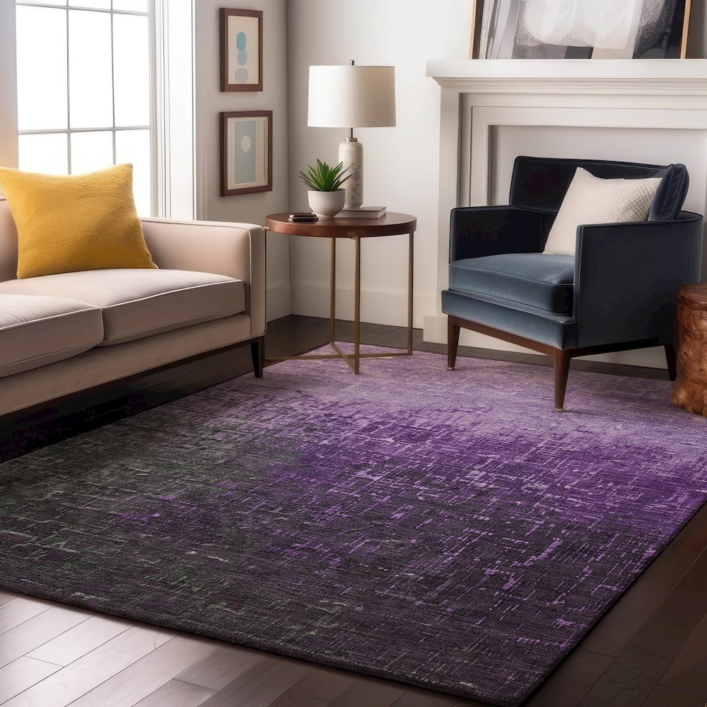 Premium Machine Washable Mayfield AMF1066 Purple 2'6" x 3'10" Rug. Picture 5
