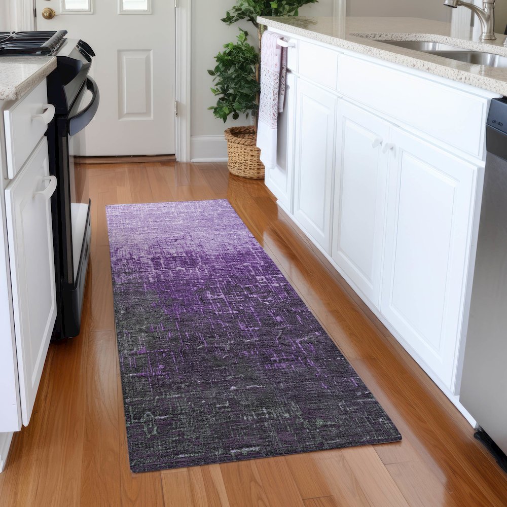 Premium Machine Washable Mayfield AMF1066 Purple 2'3" x 7'6" Runner Rug. Picture 5