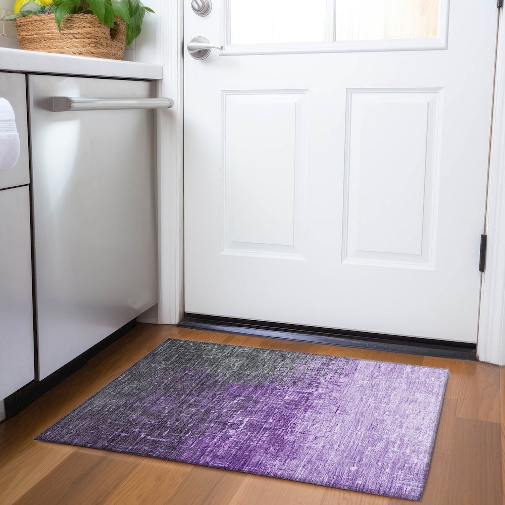 Premium Machine Washable Mayfield AMF1066 Purple 1'8" x 2'6" Rug. Picture 5