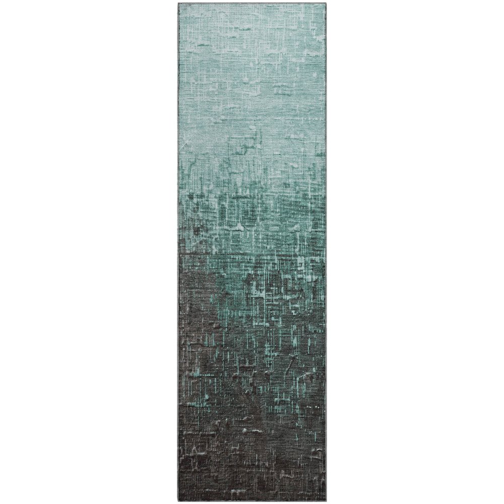 Premium Machine Washable Mayfield AMF1066 Teal 2'3" x 7'6" Runner Rug. Picture 1