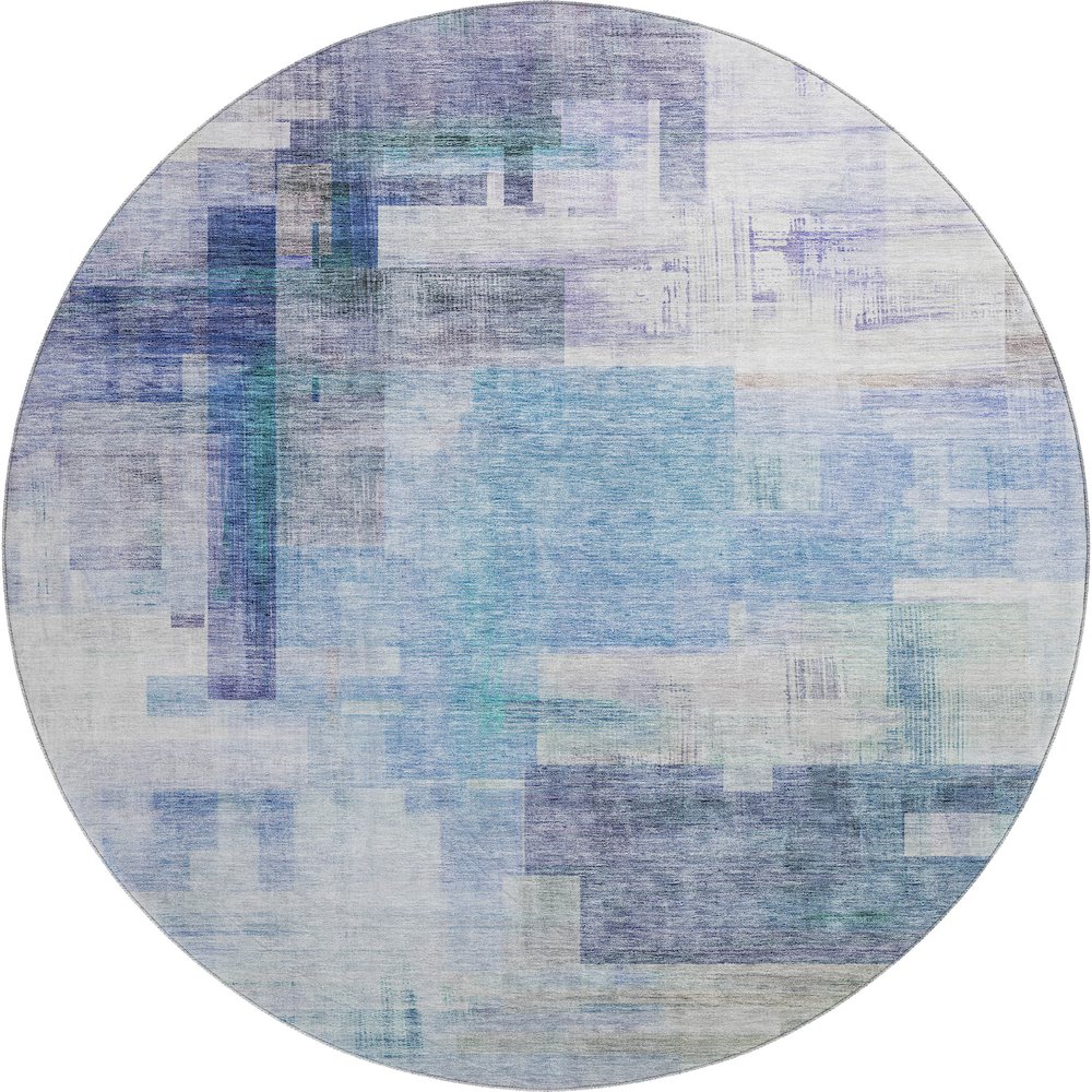 Premium Machine Washable Mayfield AMF1067 Blue 8' x 8' Round Rug. Picture 1