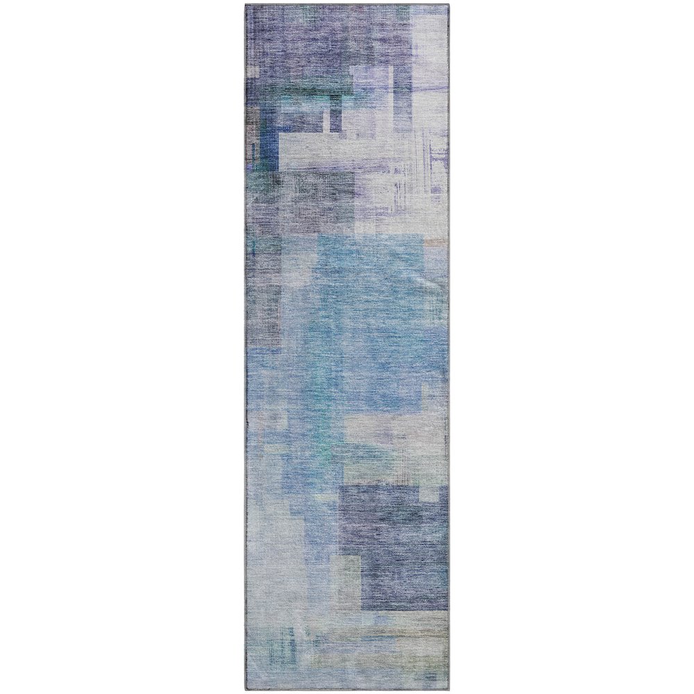 Premium Machine Washable Mayfield AMF1067 Blue 2'3" x 7'6" Runner Rug. Picture 1