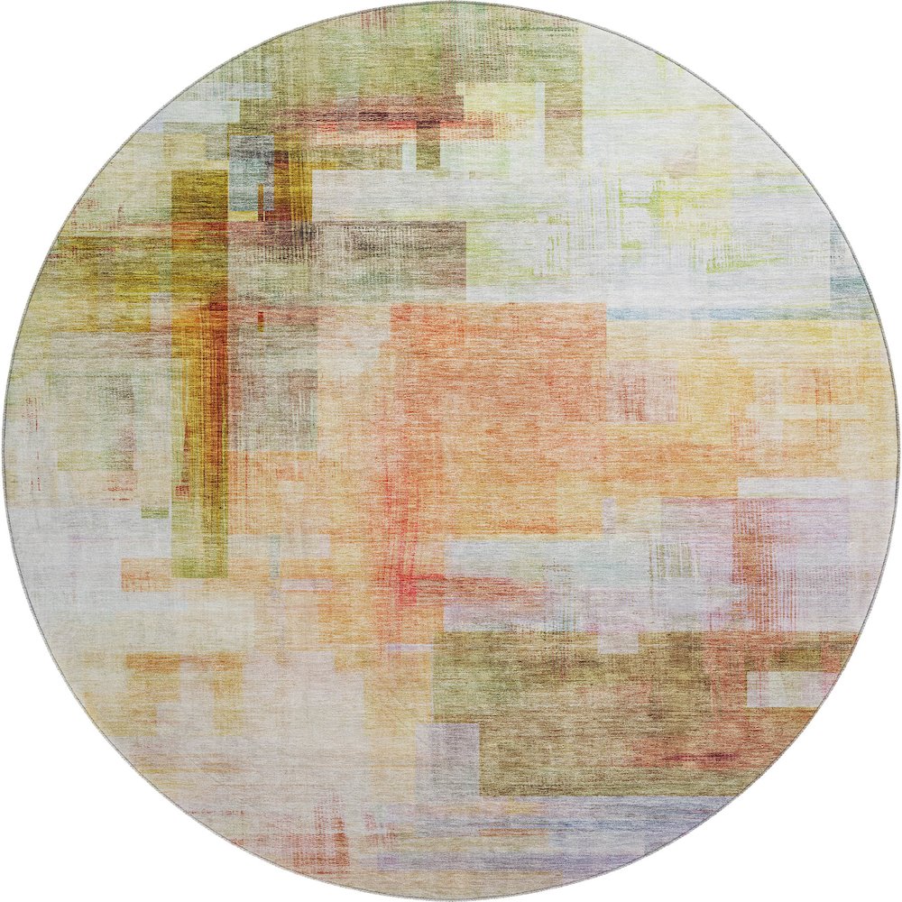 Premium Machine Washable Mayfield AMF1067 Coral 8' x 8' Round Rug. Picture 1