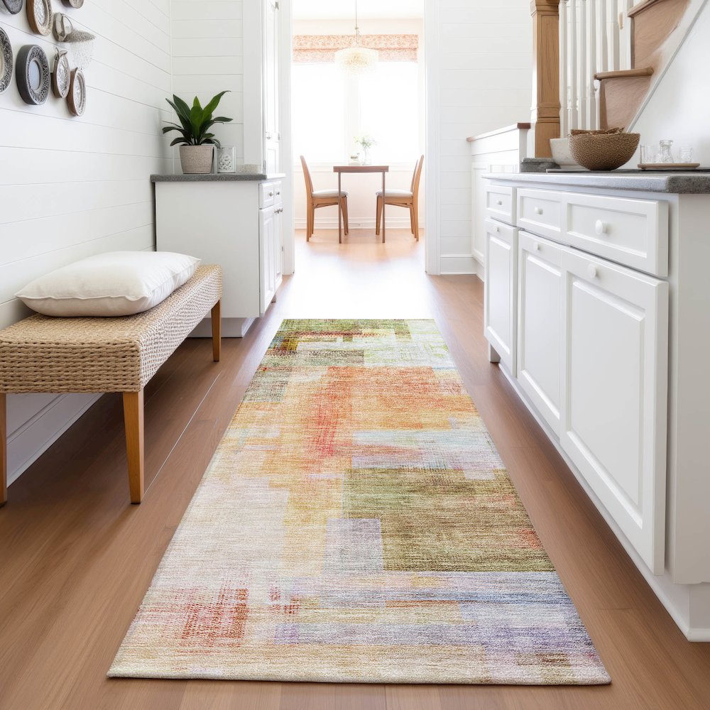 Premium Machine Washable Mayfield AMF1067 Coral 2'3" x 7'6" Runner Rug. Picture 5