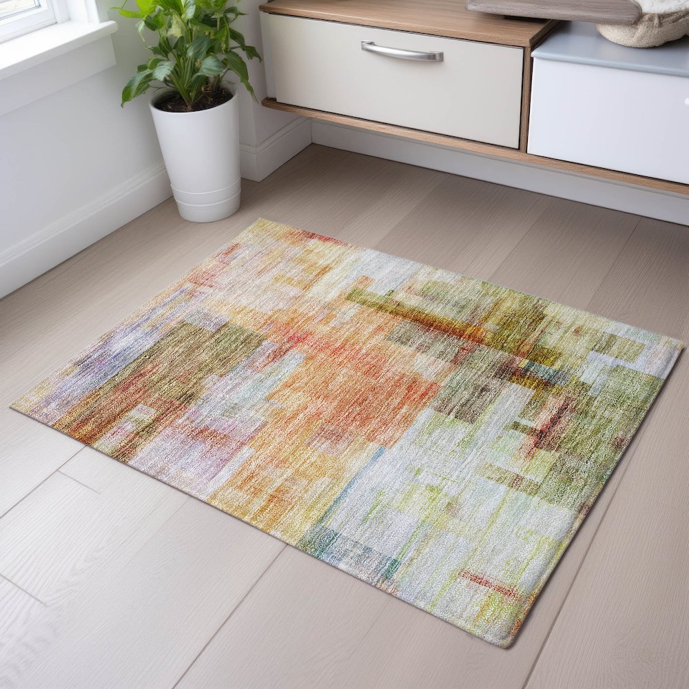 Premium Machine Washable Mayfield AMF1067 Coral 1'8" x 2'6" Rug. Picture 5
