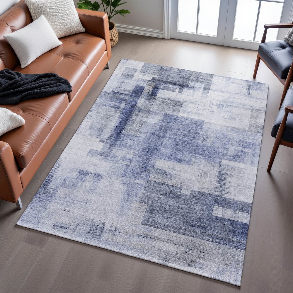 Premium Machine Washable Mayfield AMF1067 Denim 2'6" x 3'10" Rug. Picture 6
