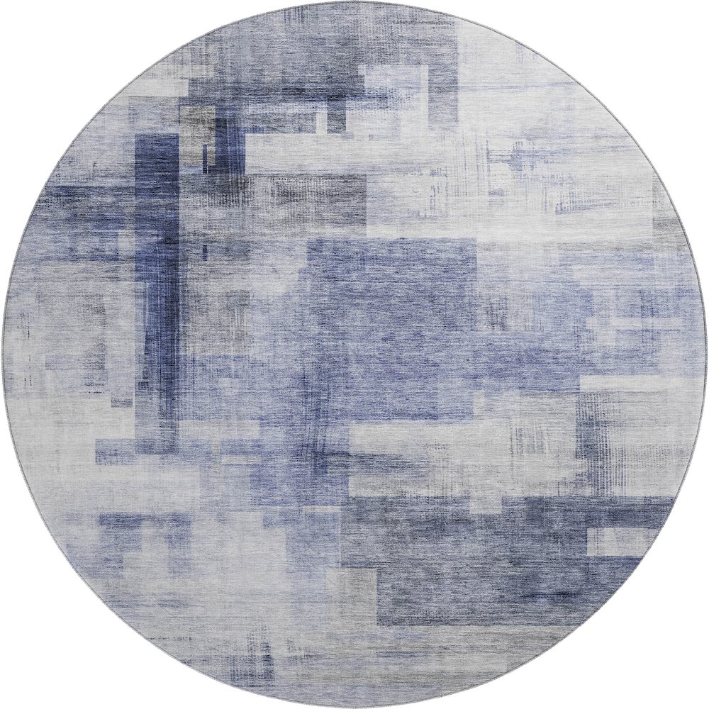 Premium Machine Washable Mayfield AMF1067 Denim 8' x 8' Round Rug. Picture 1