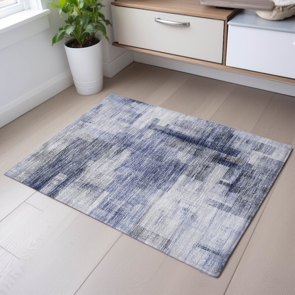 Premium Machine Washable Mayfield AMF1067 Denim 1'8" x 2'6" Rug. Picture 5