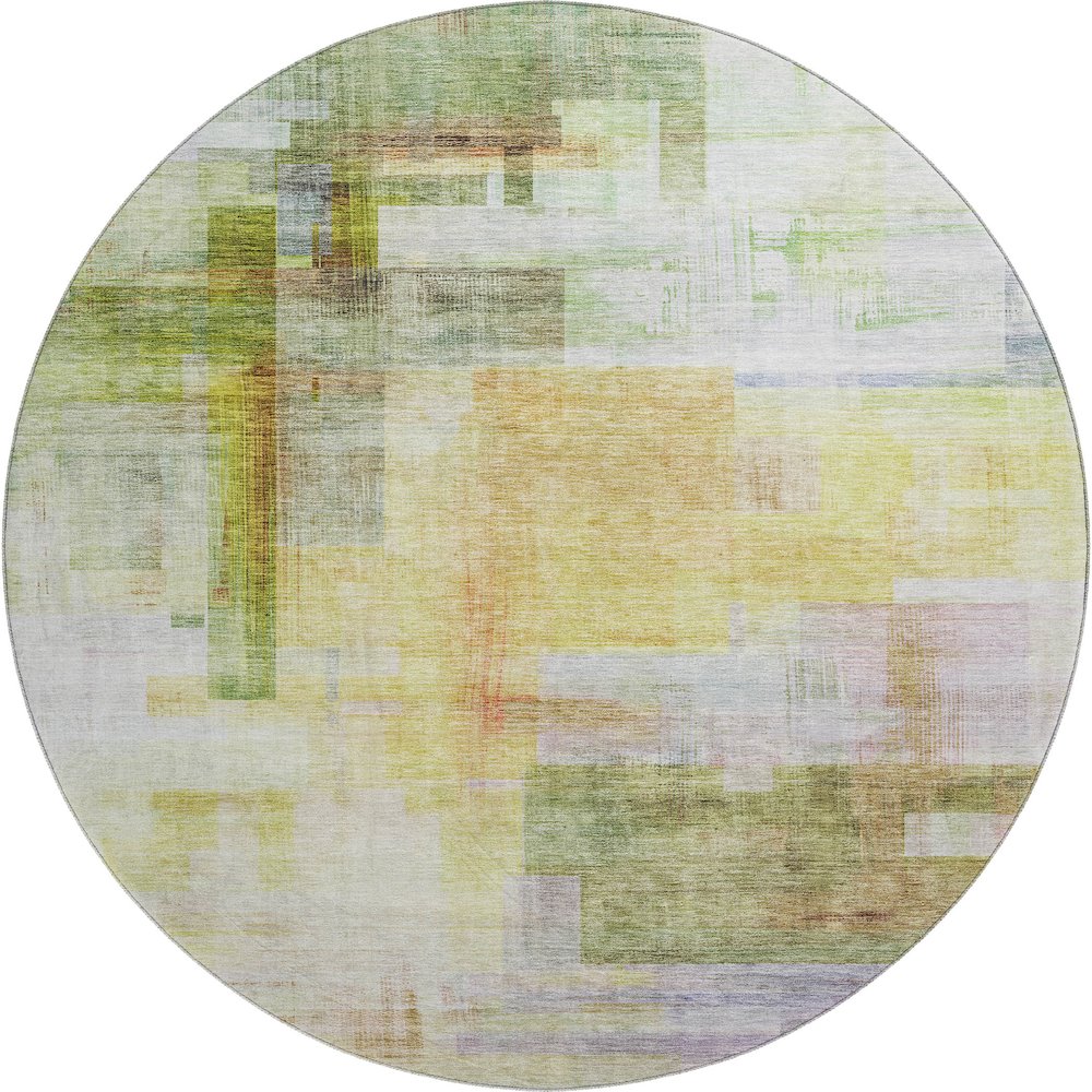 Premium Machine Washable Mayfield AMF1067 Green 8' x 8' Round Rug. Picture 1