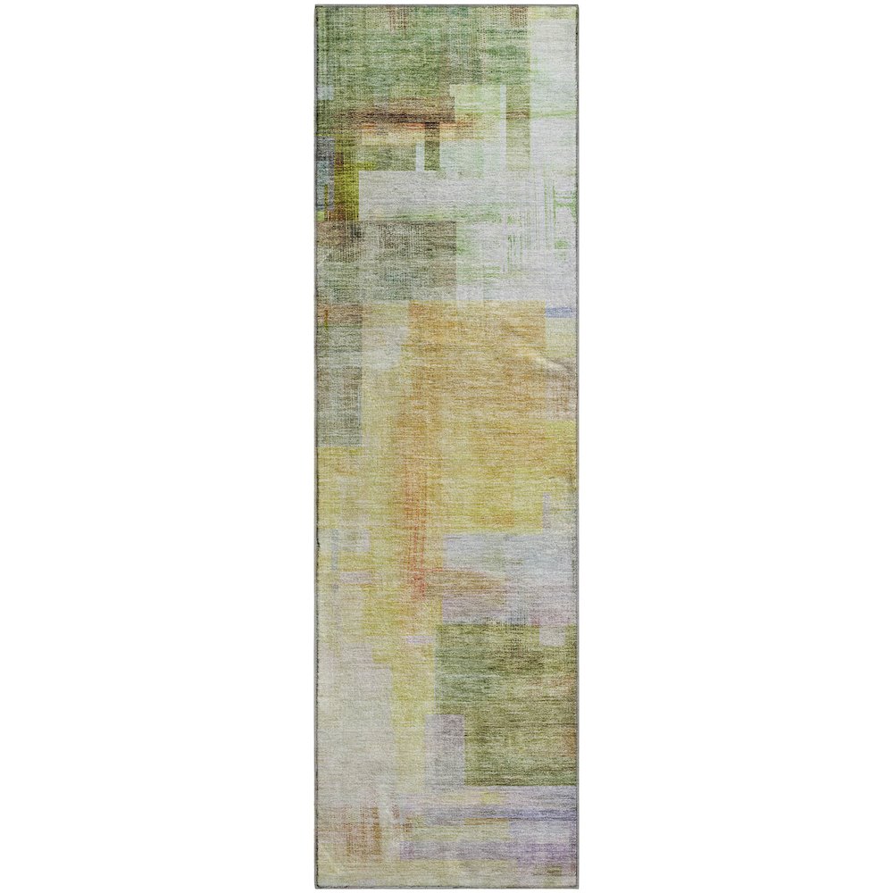 Premium Machine Washable Mayfield AMF1067 Green 2'3" x 7'6" Runner Rug. Picture 1