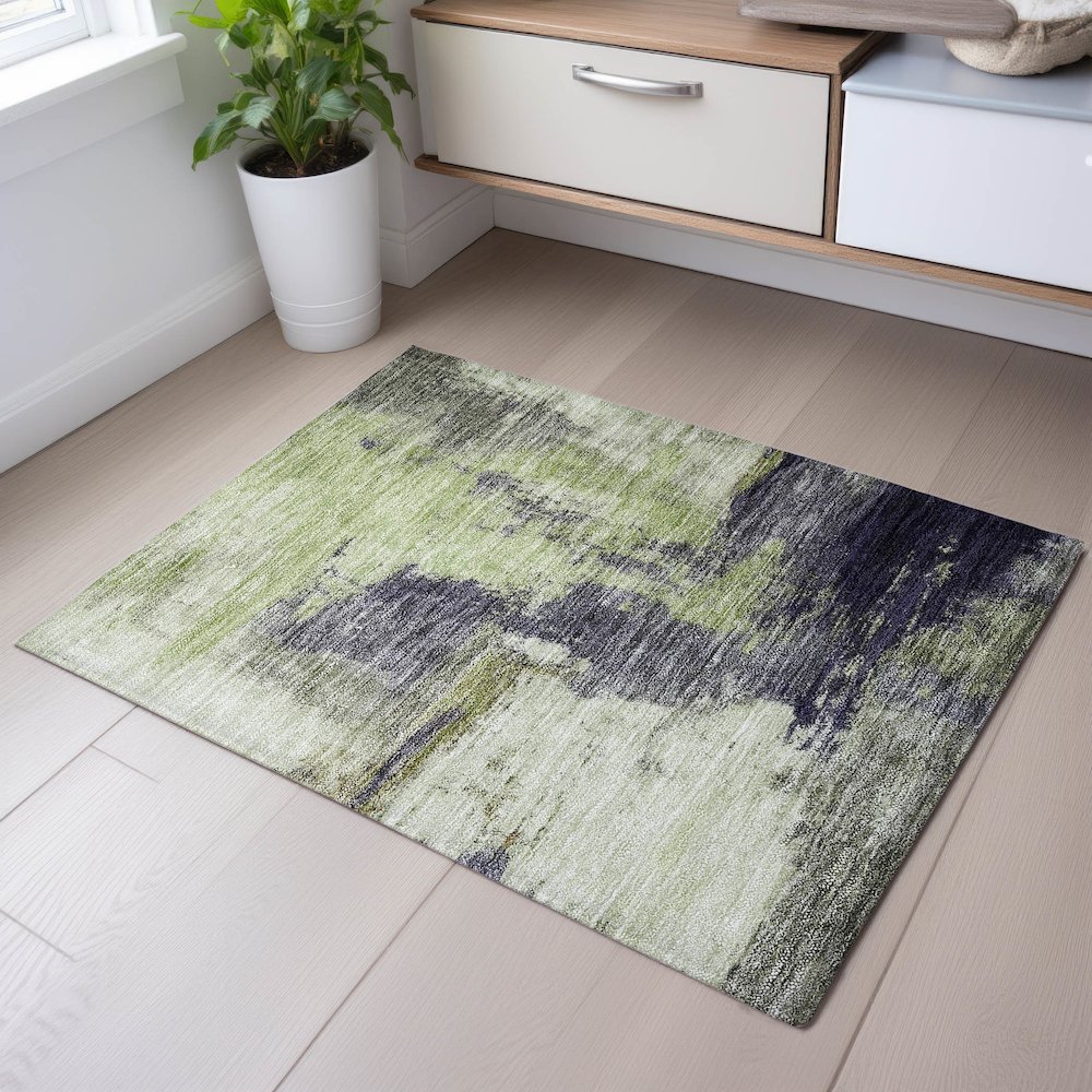 Premium Machine Washable Mayfield AMF1068 Fern 1'8" x 2'6" Rug. Picture 5