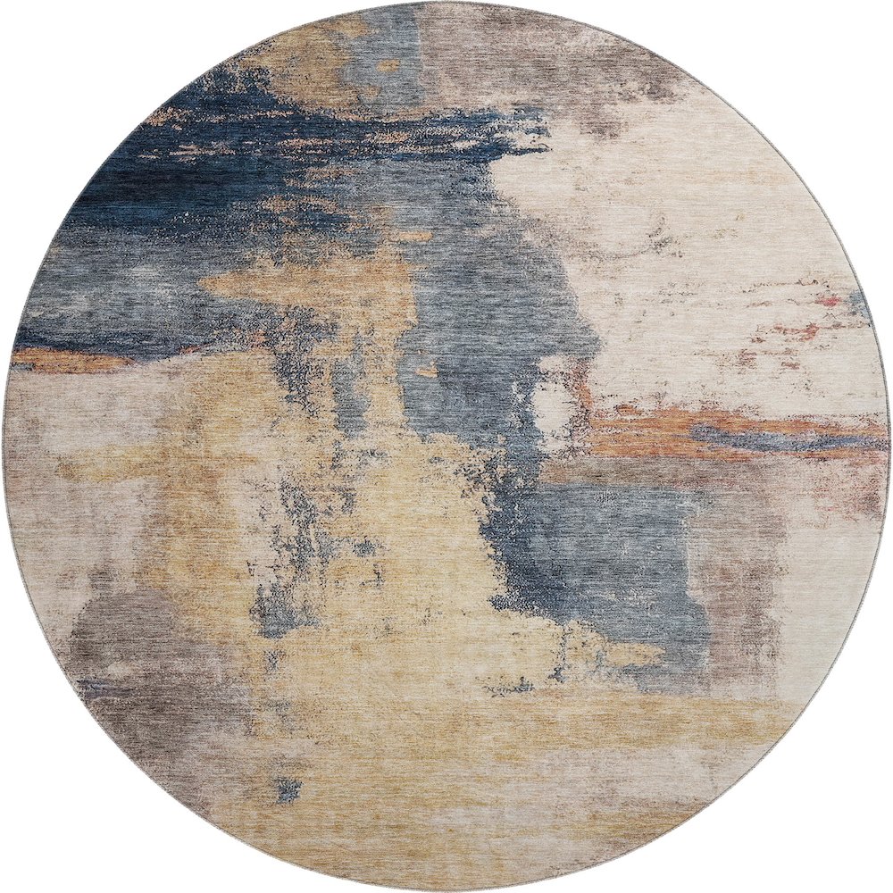 Premium Machine Washable Mayfield AMF1068 Gold 8' x 8' Round Rug. Picture 1