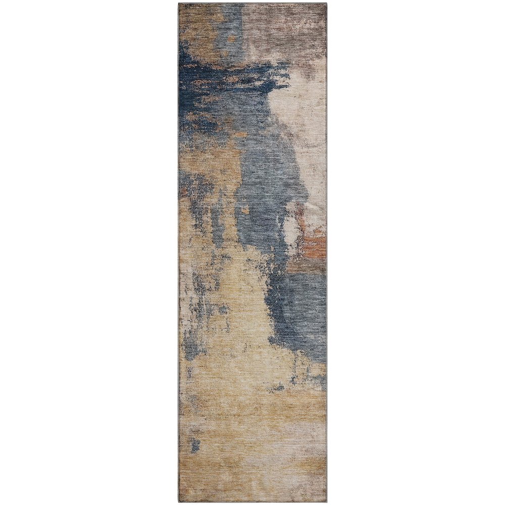 Premium Machine Washable Mayfield AMF1068 Gold 2'3" x 7'6" Runner Rug. Picture 1
