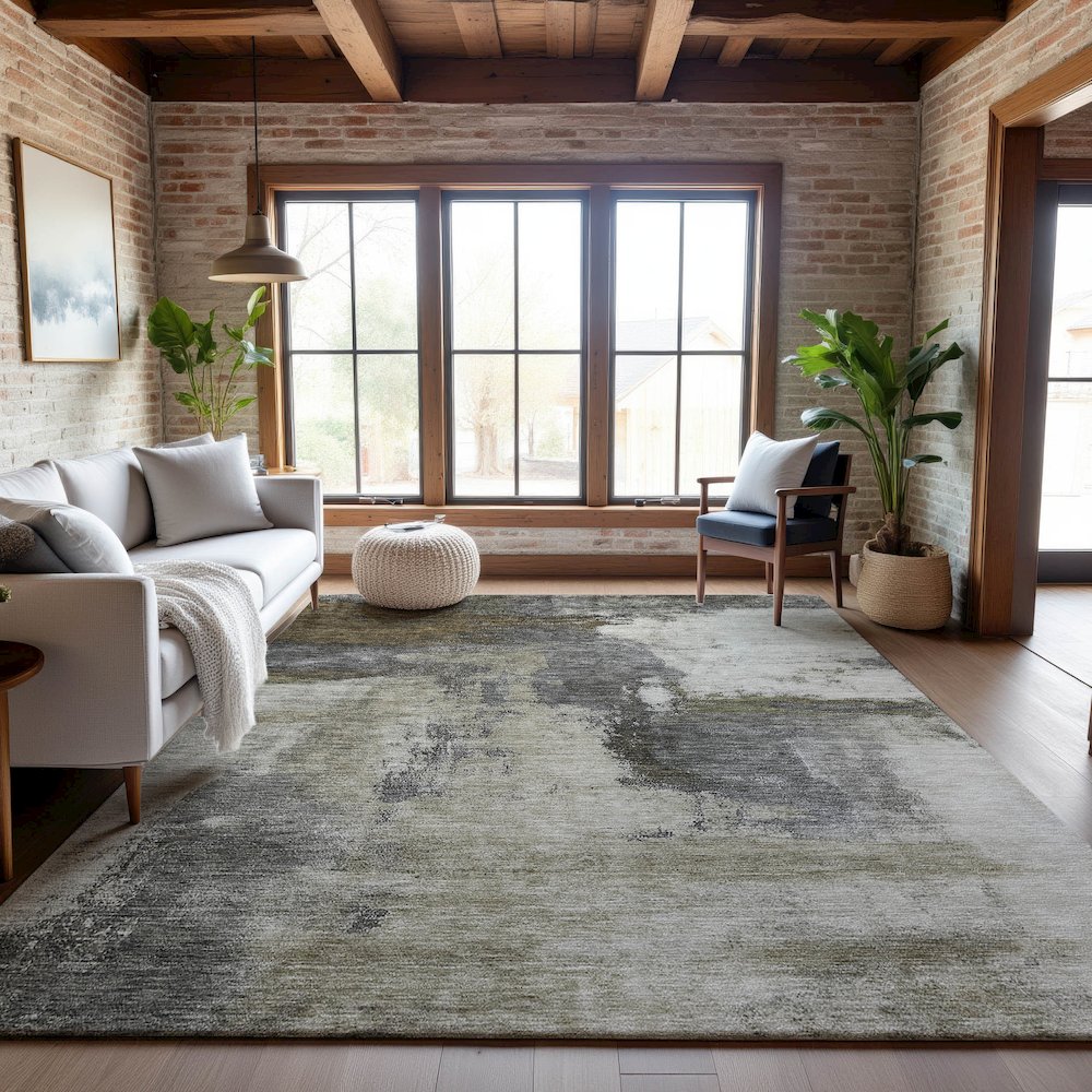 Premium Machine Washable Mayfield AMF1068 Gray 2'6" x 3'10" Rug. Picture 5