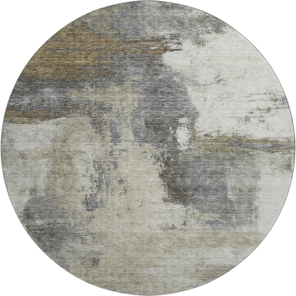 Premium Machine Washable Mayfield AMF1068 Gray 8' x 8' Round Rug. Picture 1
