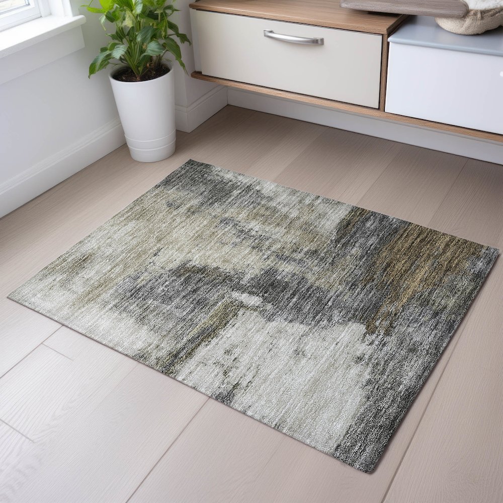 Premium Machine Washable Mayfield AMF1068 Gray 1'8" x 2'6" Rug. Picture 5