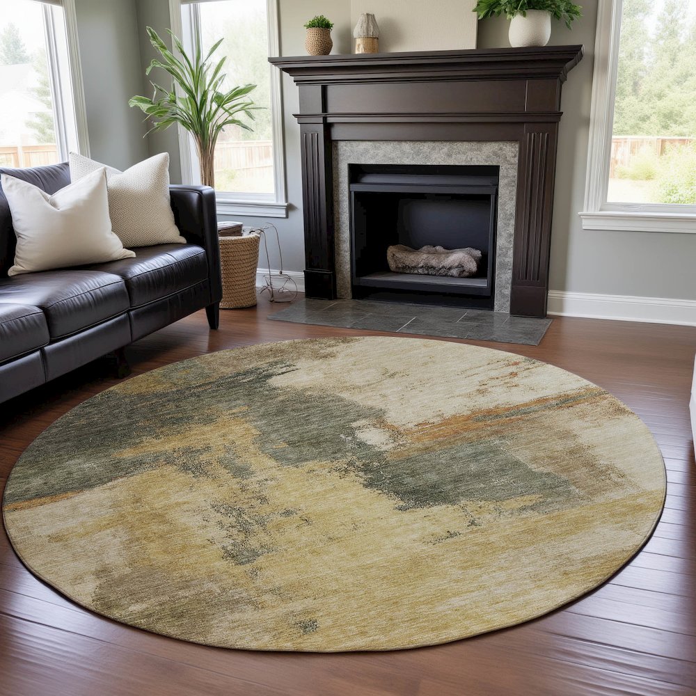 Premium Machine Washable Mayfield AMF1068 Sage 8' x 8' Round Rug. Picture 5