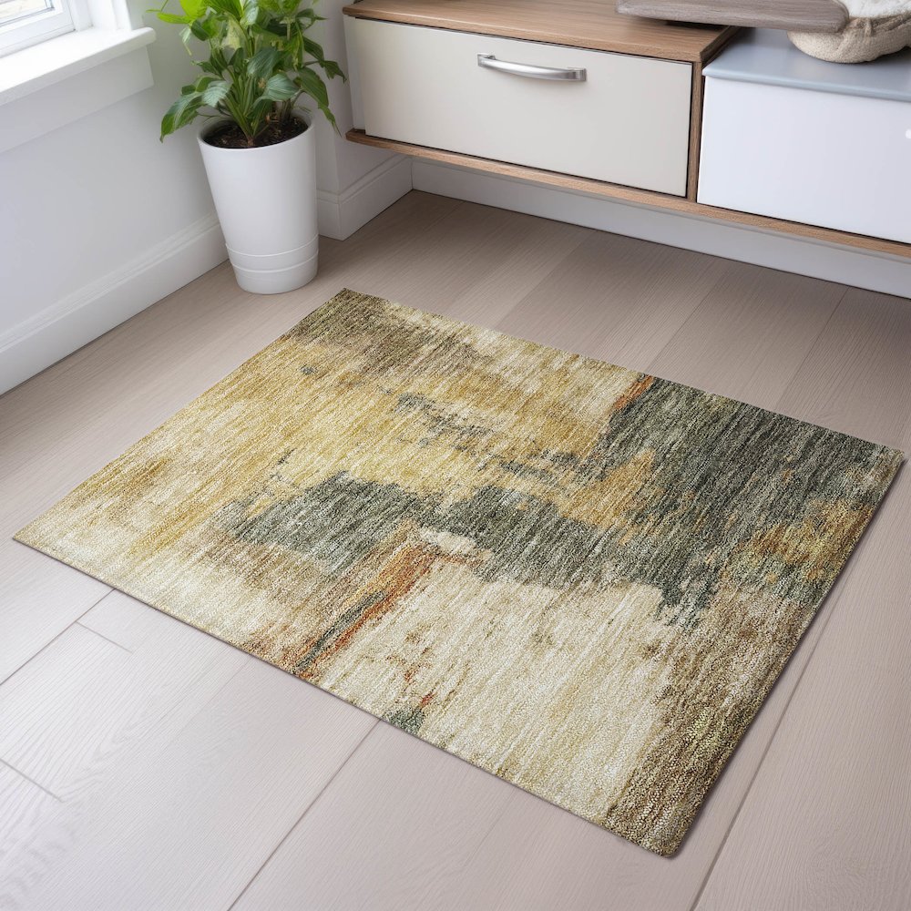 Premium Machine Washable Mayfield AMF1068 Sage 1'8" x 2'6" Rug. Picture 5