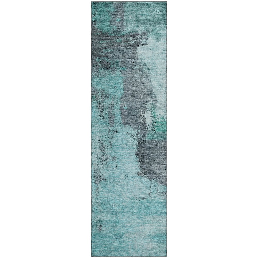 Premium Machine Washable Mayfield AMF1068 Teal 2'3" x 7'6" Runner Rug. Picture 1
