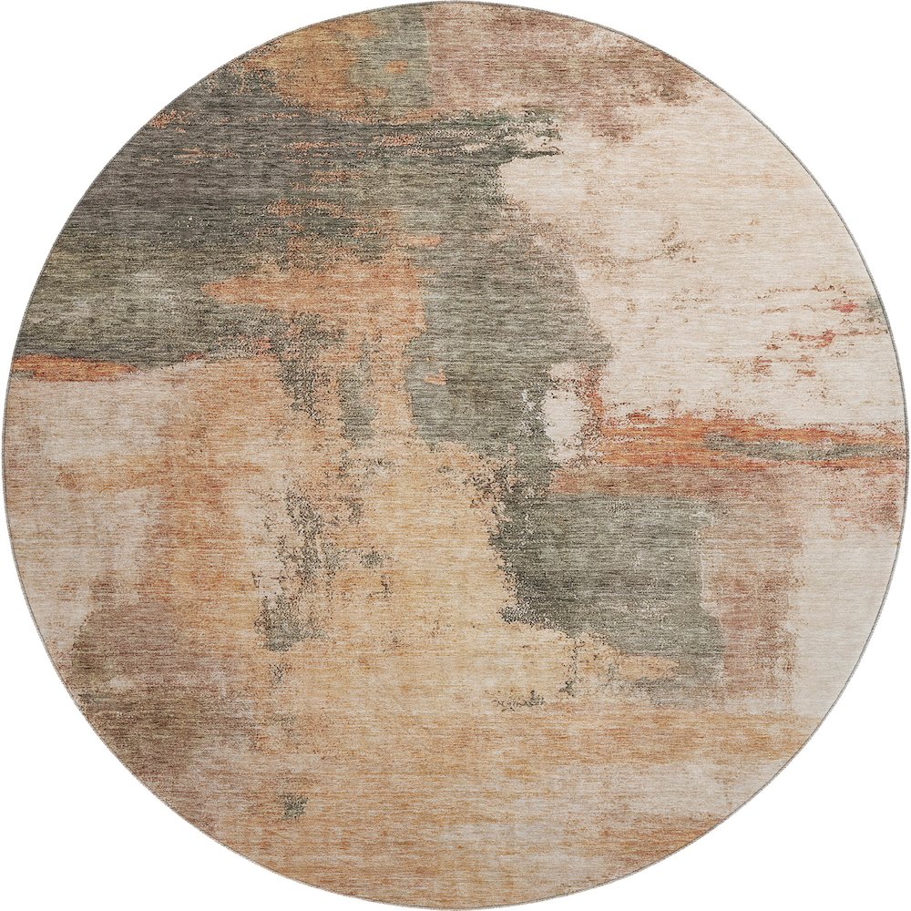 Premium Machine Washable Mayfield AMF1068 Terracotta 8' x 8' Round Rug. Picture 1