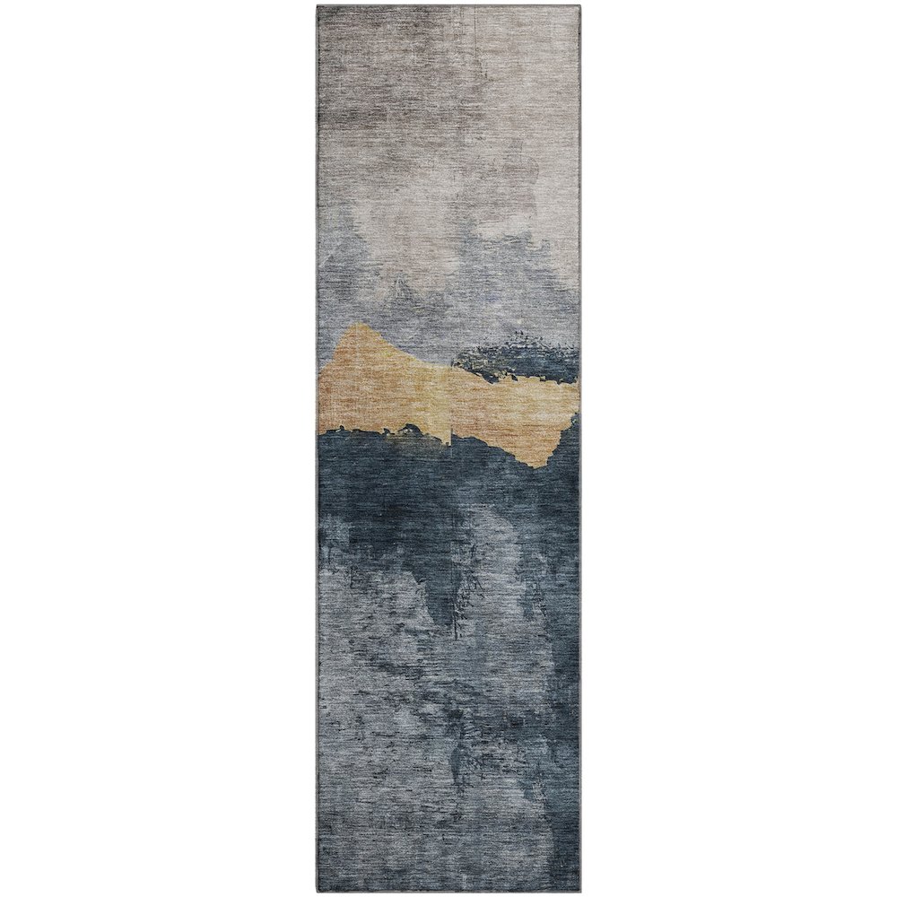 Premium Machine Washable Mayfield AMF1069 Blue 2'3" x 7'6" Runner Rug. Picture 1