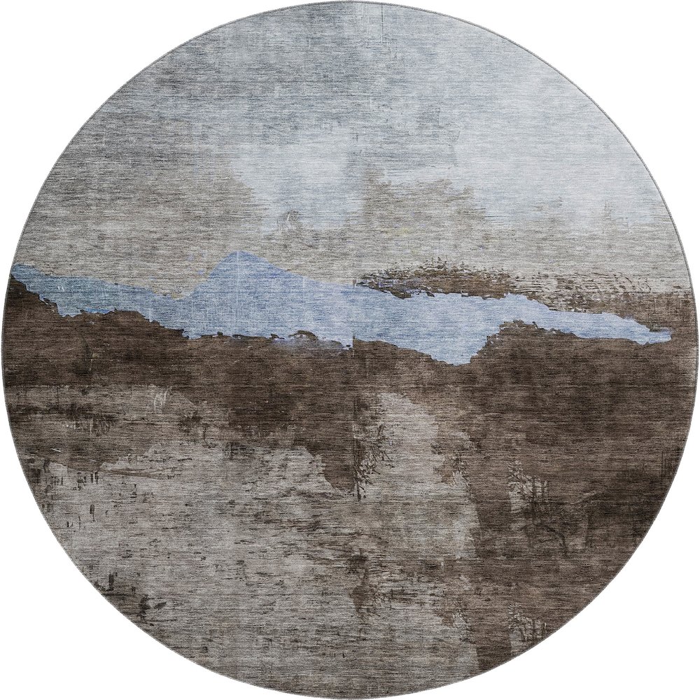 Premium Machine Washable Mayfield AMF1069 Chocolate 8' x 8' Round Rug. Picture 1