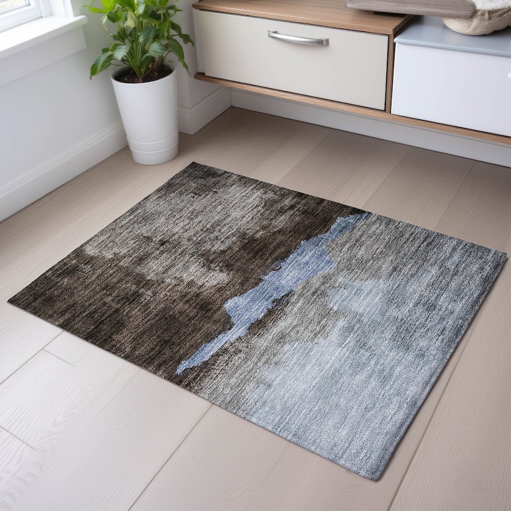 Premium Machine Washable Mayfield AMF1069 Chocolate 1'8" x 2'6" Rug. Picture 5