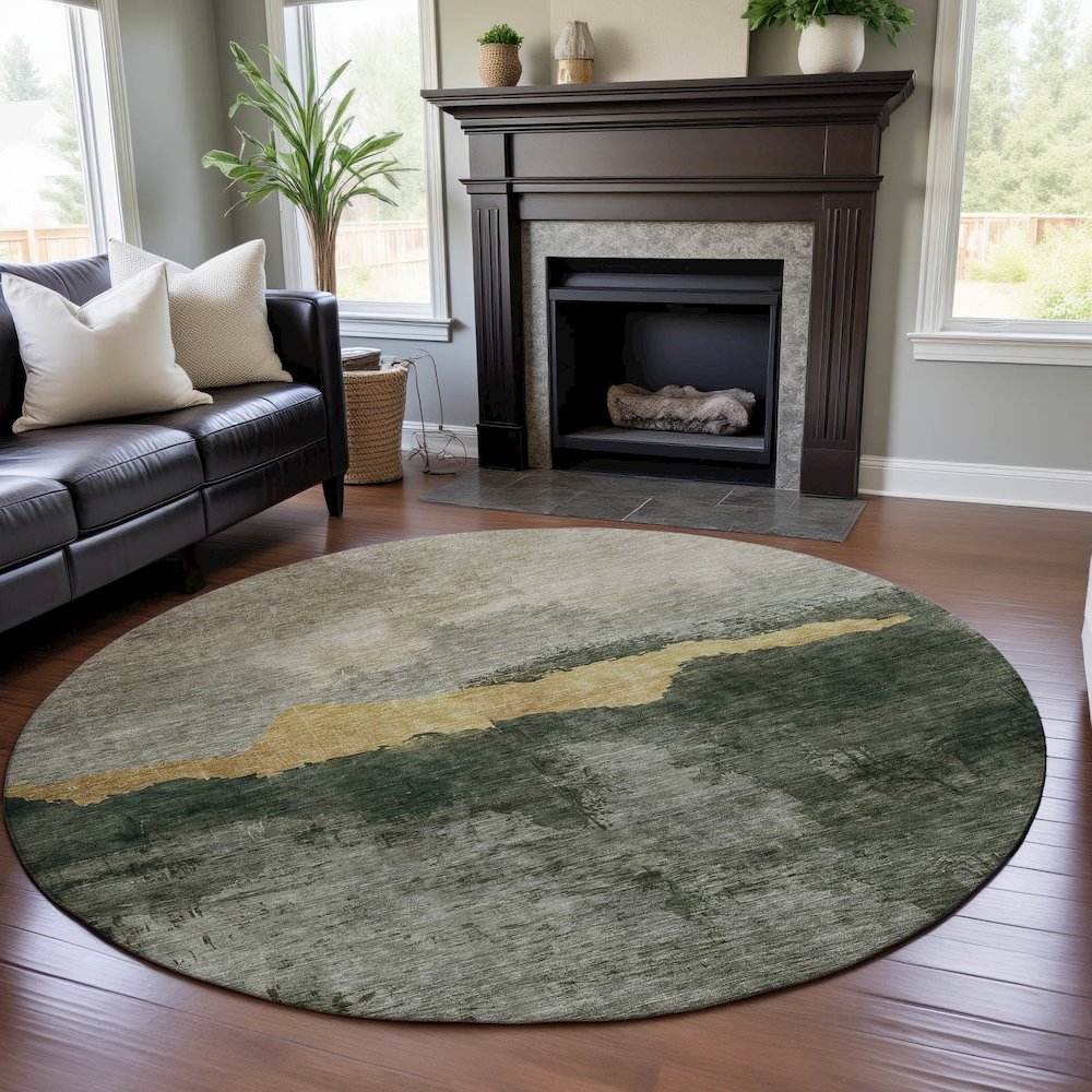 Premium Machine Washable Mayfield AMF1069 Fern 8' x 8' Round Rug. Picture 5