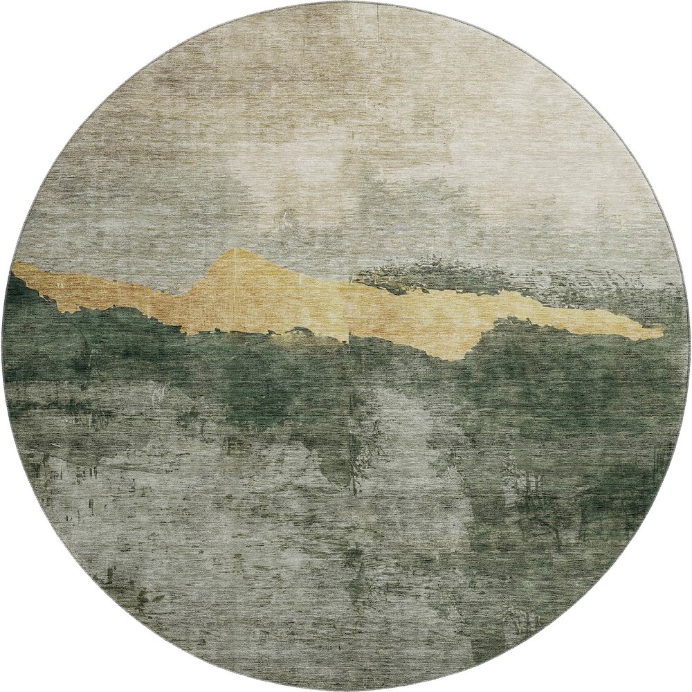 Premium Machine Washable Mayfield AMF1069 Fern 8' x 8' Round Rug. Picture 1