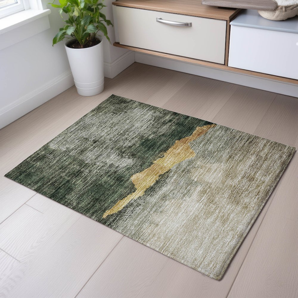 Premium Machine Washable Mayfield AMF1069 Fern 1'8" x 2'6" Rug. Picture 5