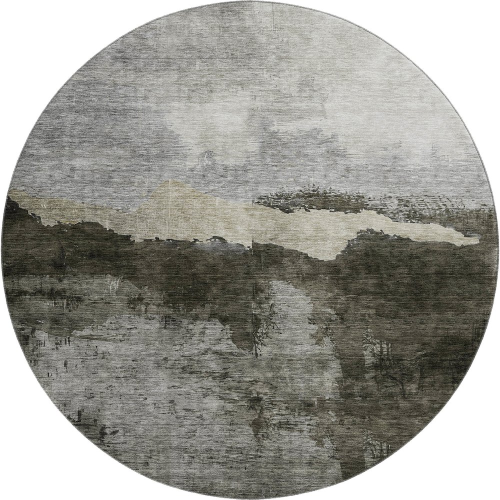 Premium Machine Washable Mayfield AMF1069 Taupe 8' x 8' Round Rug. Picture 1