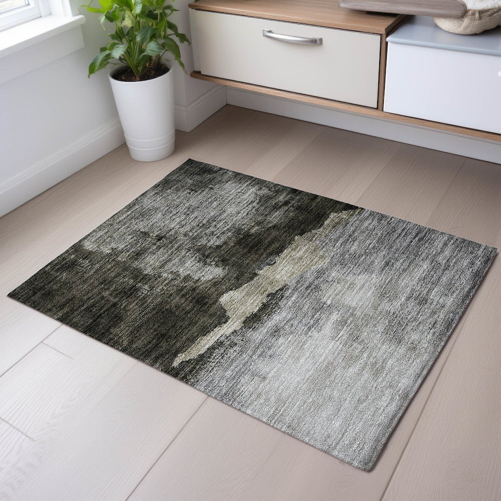 Premium Machine Washable Mayfield AMF1069 Taupe 1'8" x 2'6" Rug. Picture 5