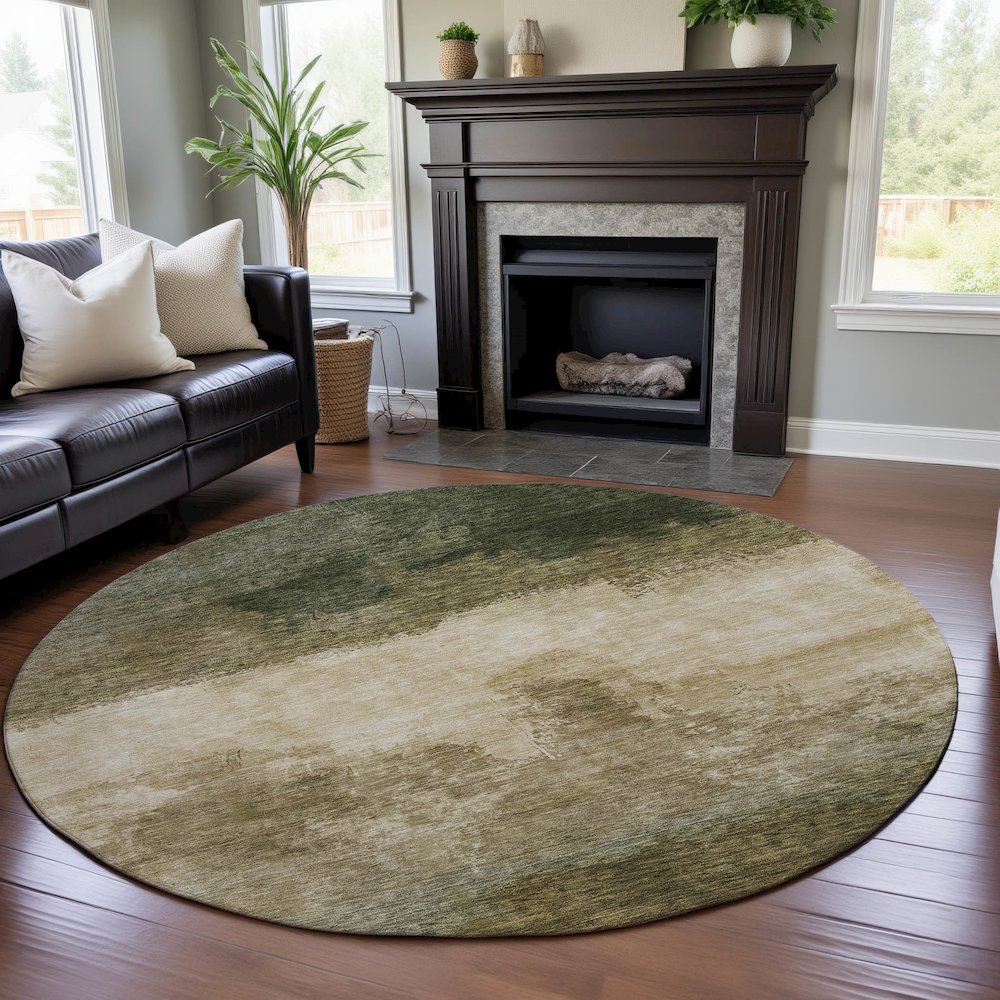 Premium Machine Washable Mayfield AMF1070 Fern 8' x 8' Round Rug. Picture 5