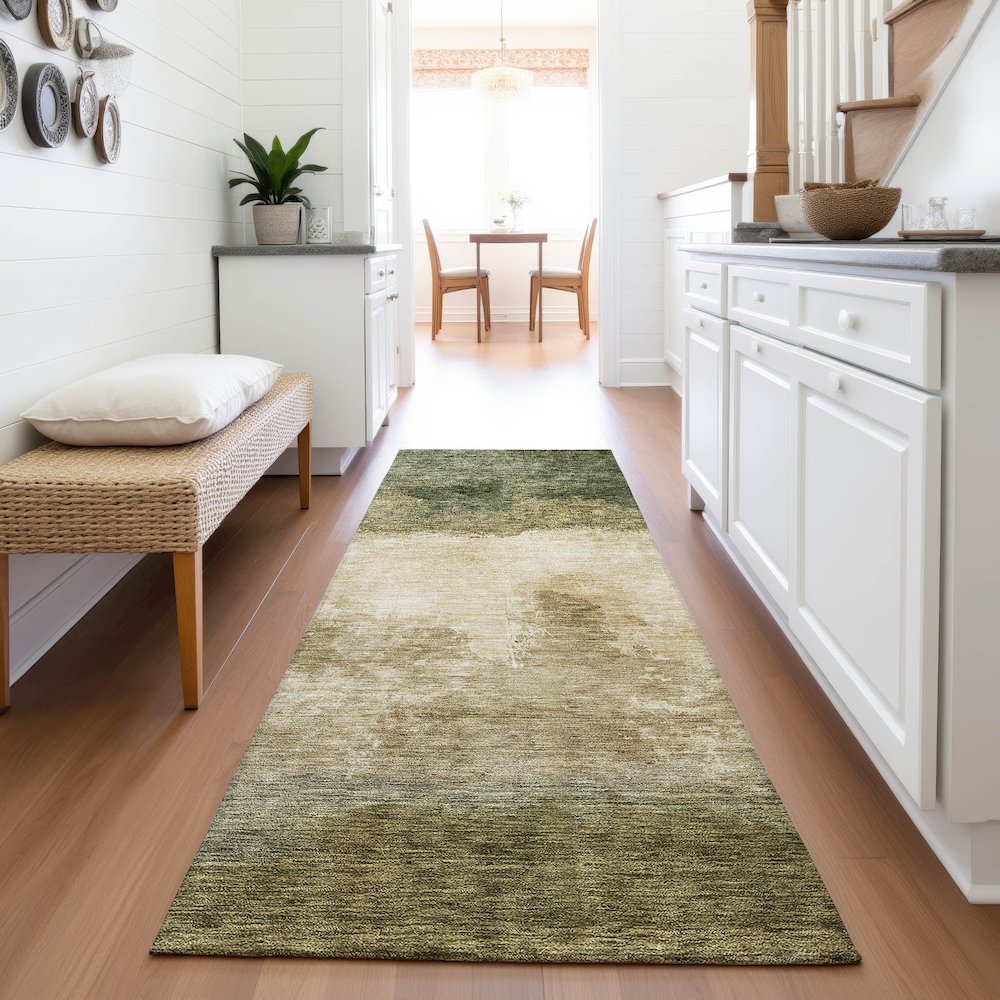 Premium Machine Washable Mayfield AMF1070 Fern 2'3" x 7'6" Runner Rug. Picture 5