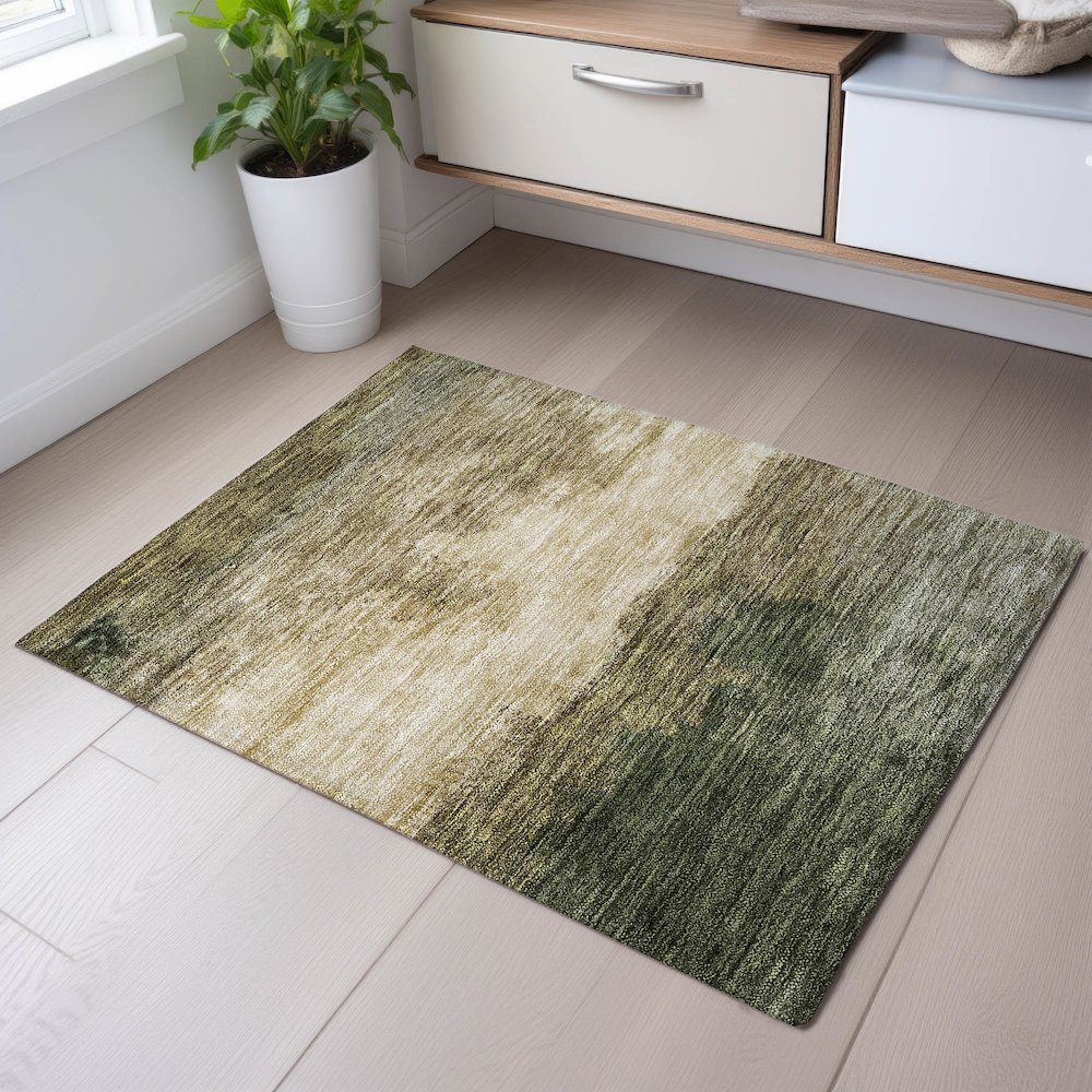 Premium Machine Washable Mayfield AMF1070 Fern 1'8" x 2'6" Rug. Picture 5