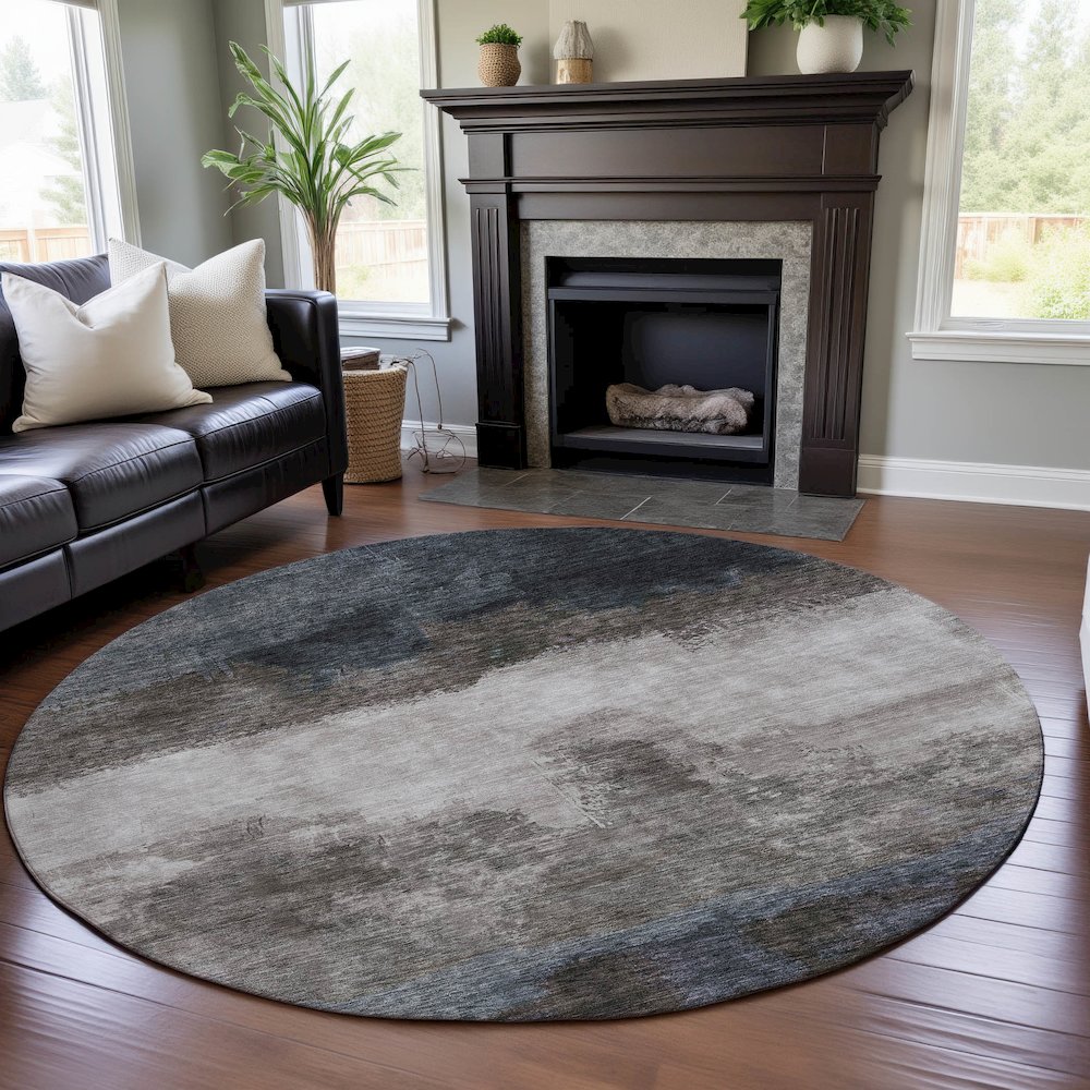Premium Machine Washable Mayfield AMF1070 Gray 8' x 8' Round Rug. Picture 5