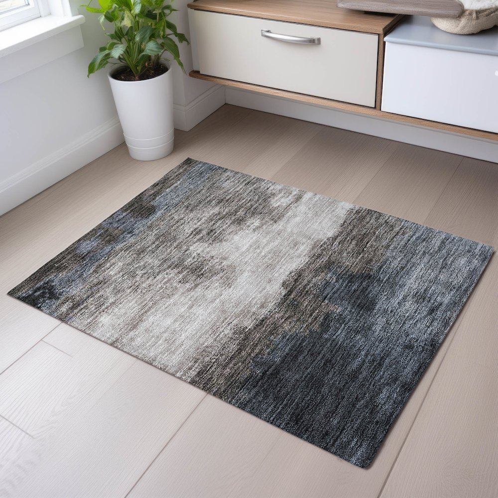Premium Machine Washable Mayfield AMF1070 Gray 1'8" x 2'6" Rug. Picture 5