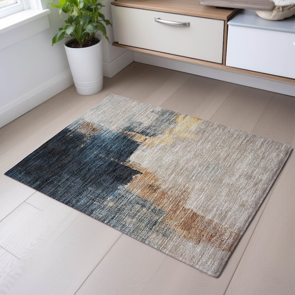Premium Machine Washable Mayfield AMF1071 Taupe 1'8" x 2'6" Rug. Picture 5