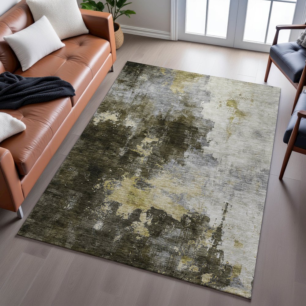 Premium Machine Washable Mayfield AMF1072 Brown 2'6" x 3'10" Rug. Picture 6