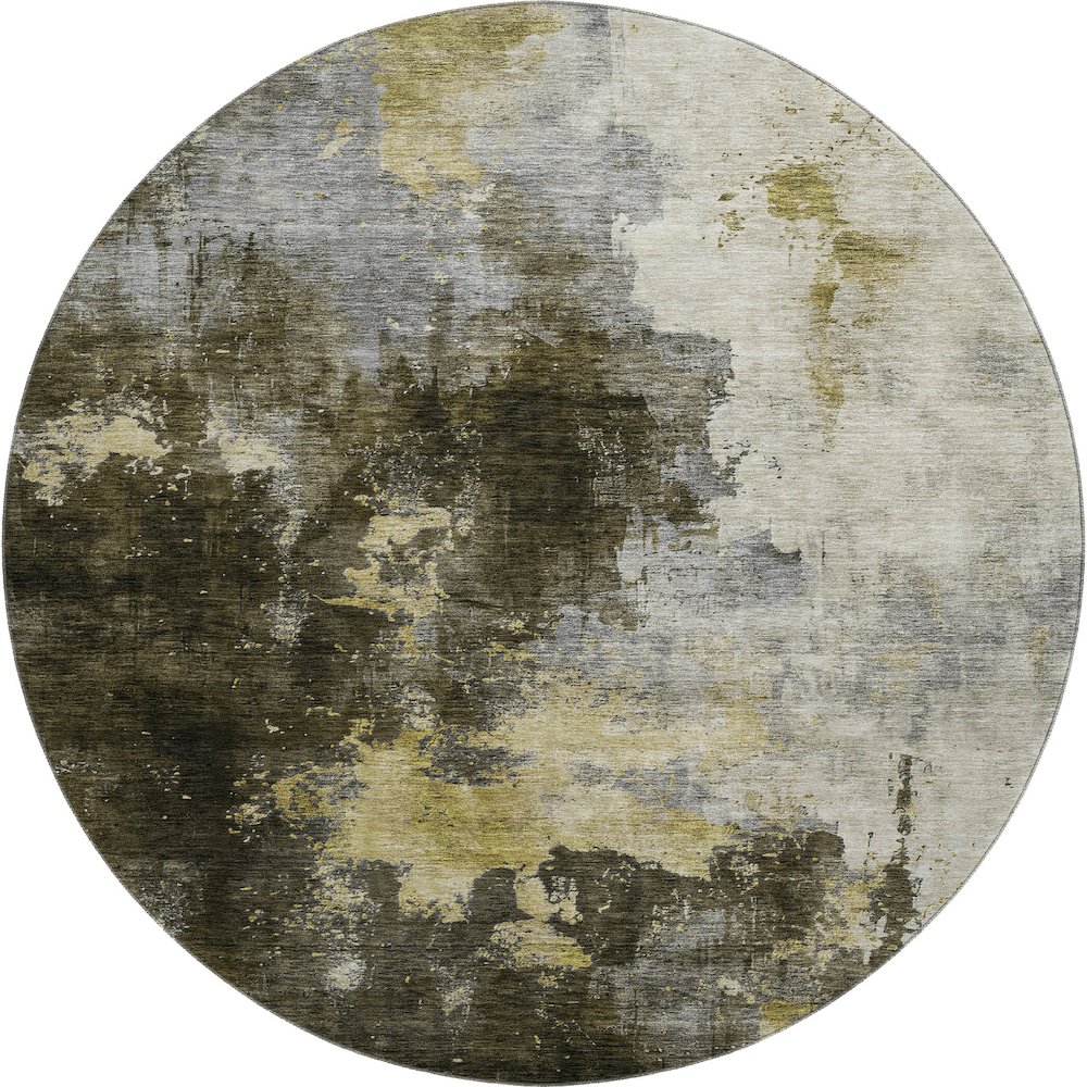 Premium Machine Washable Mayfield AMF1072 Brown 8' x 8' Round Rug. Picture 1