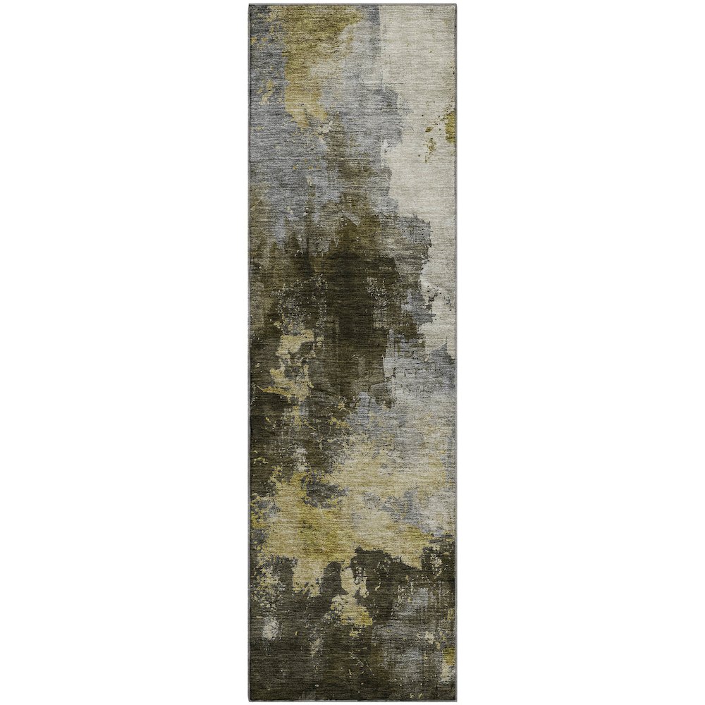 Premium Machine Washable Mayfield AMF1072 Brown 2'3" x 7'6" Runner Rug. Picture 1