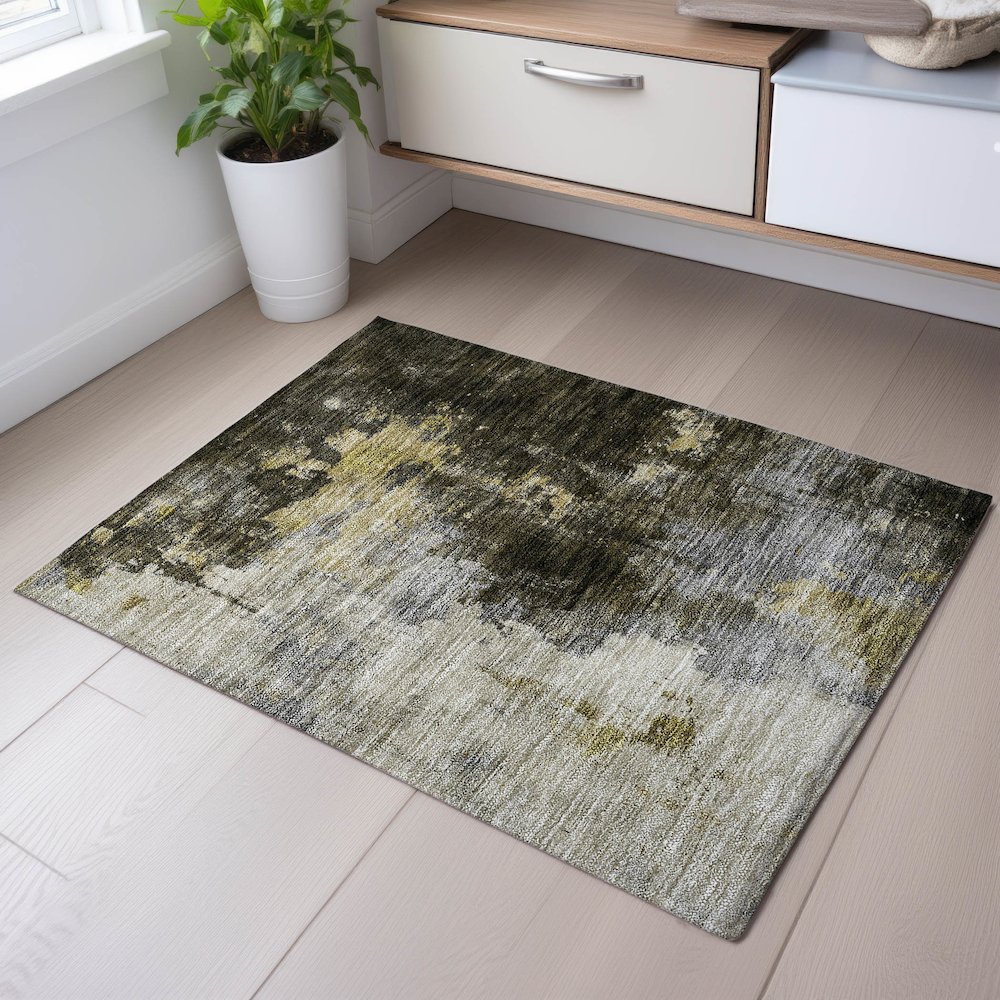 Premium Machine Washable Mayfield AMF1072 Brown 1'8" x 2'6" Rug. Picture 5