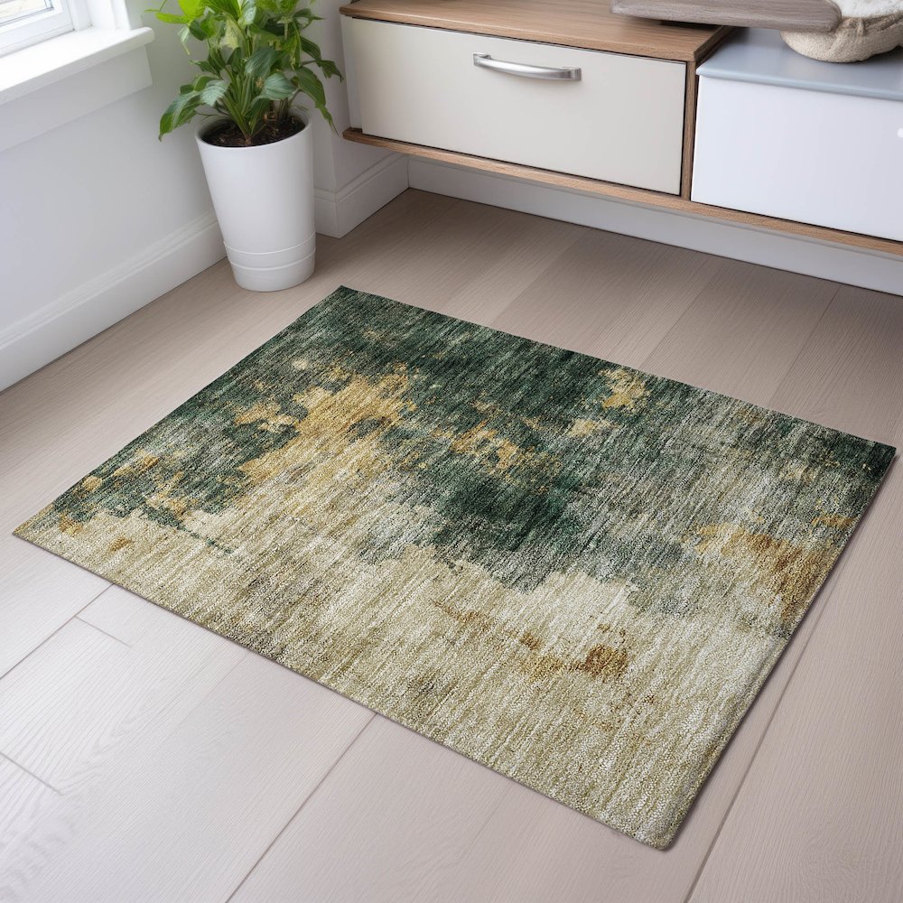 Premium Machine Washable Mayfield AMF1072 Fern 1'8" x 2'6" Rug. Picture 5